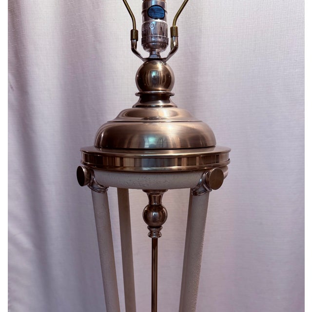 Hart Associates Vintage Hart Associates Post-Modern Brass & Metal Floor Lamp With Black Shade and Cream Painted Legs For Sale - Image 4 of 12
