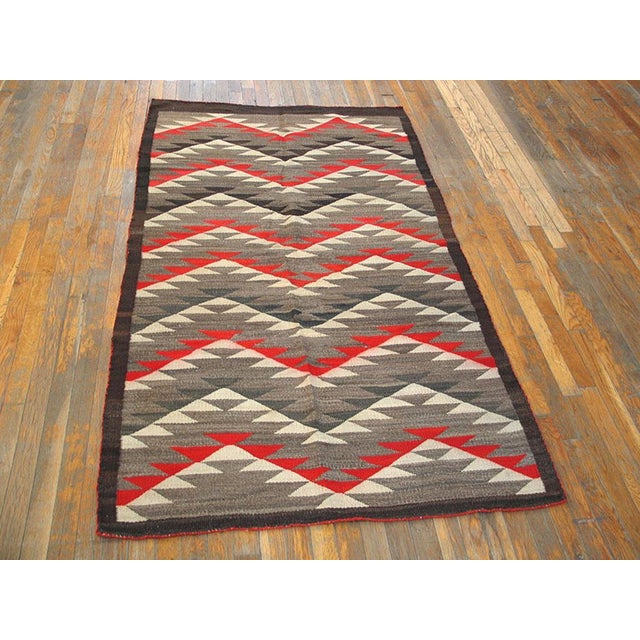 Rectangle Navajo Antique Wool Small Scatter Size 1930s American Gray Flat Weave Rug, Circa Date: 1930s. This exceptional...