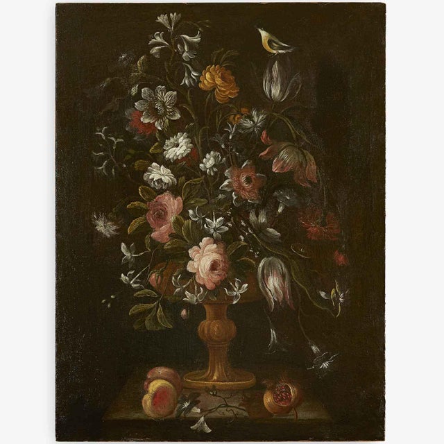 Still Lifes of Flowers, 1800s, Oil Painting on Canvas, Set of 2 For Sale - Image 4 of 11