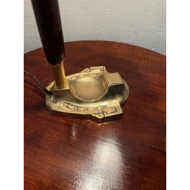 Metal Churchill Ministerial Lamp in Brass and Green Opaline Glass, 1920s For Sale - Image 7 of 8