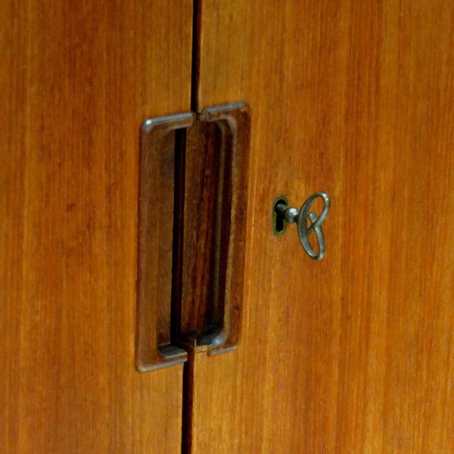 Metal Large Mid-Century Modern 5-Door Wardrobe in Teak, 1960s For Sale - Image 7 of 8