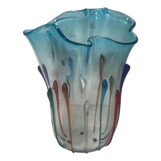 Enrico Cammozzo Signed Murano Glass Vase. Italy, Late 20th Century. For Sale