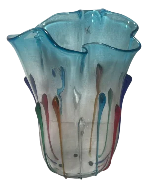 Enrico Cammozzo Signed Murano Glass Vase. Italy, Late 20th Century.