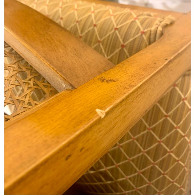 Pair of Early 20th Century Hand Painted Regency Sheraton Revival Spider Cane Armchairs For Sale - Image 9 of 10