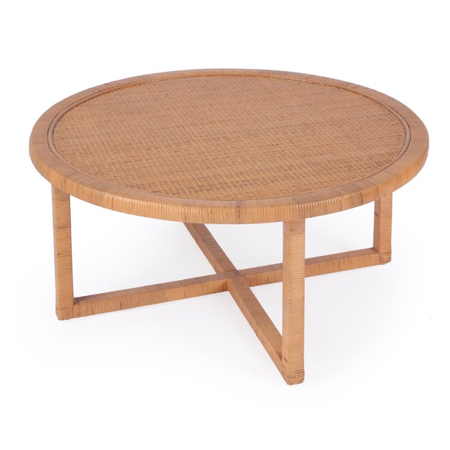 Beige Captiva 39 in. W Round Rattan Coffee Table, Natural Rattan For Sale - Image 8 of 8