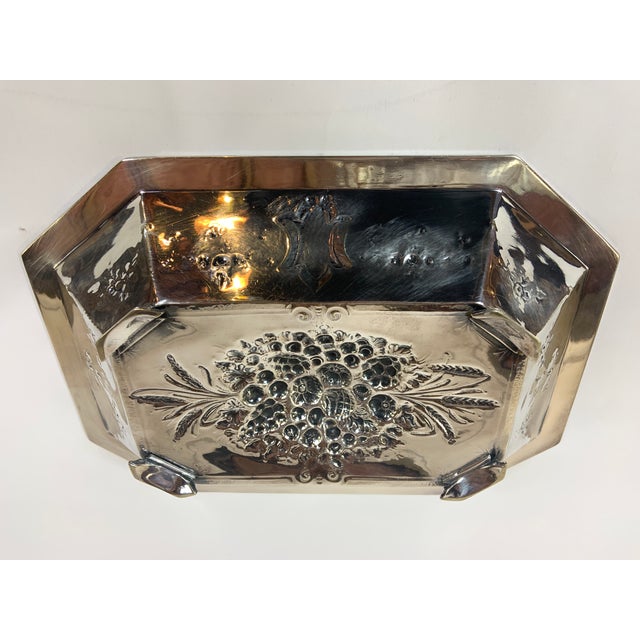 Traditional Vintage Footed Fruit Embossed Silver Plate Serving Dish For Sale - Image 3 of 5
