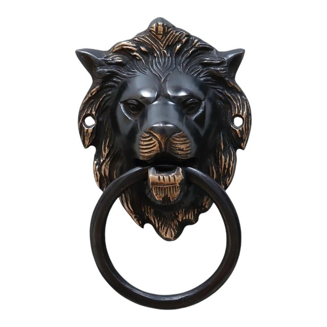 Dark Brass Lion's Head Door Knocker Chairish