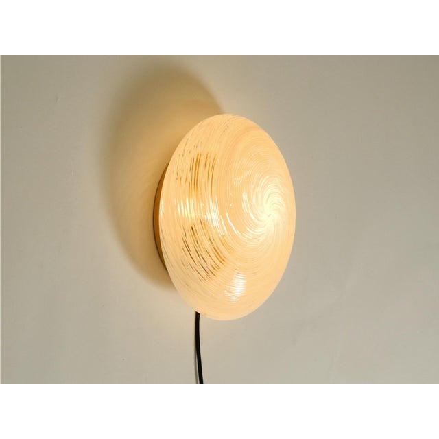 Swirl Flush Mount in Glass and Brass Base, 1980s For Sale - Image 11 of 18