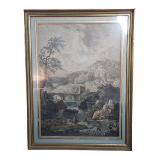 Framed Mezzotint of Etching by Jean Claude Vernet "View of the Alps, View of the Apennines" Antique For Sale