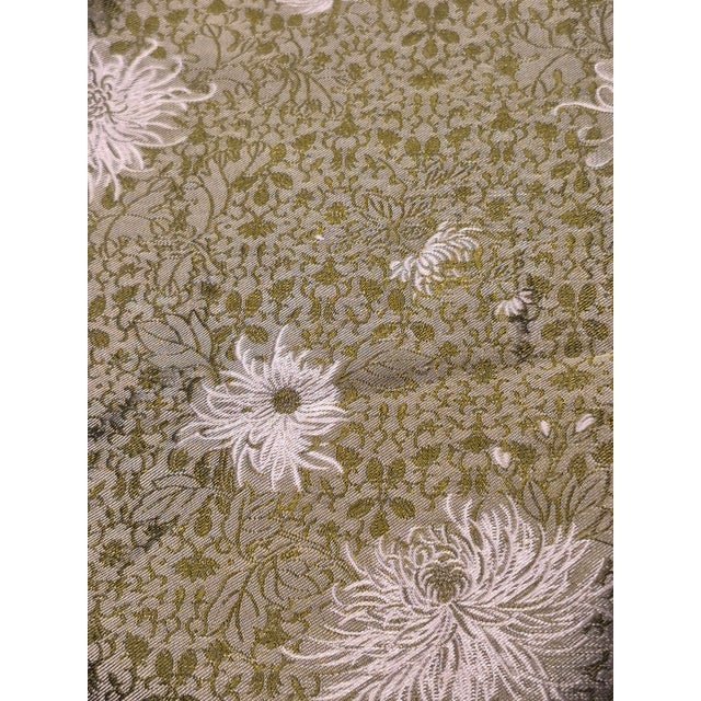 White 1990s Dual Sided White and Green Asian Silk Crysanthemum Fabric1 Panel For Sale - Image 8 of 13
