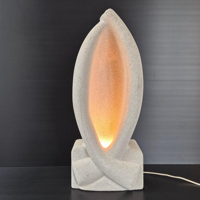 Vintage Ruban and Light Stone Table Lamp by Galisson Tormos, 1970s For Sale - Image 4 of 16
