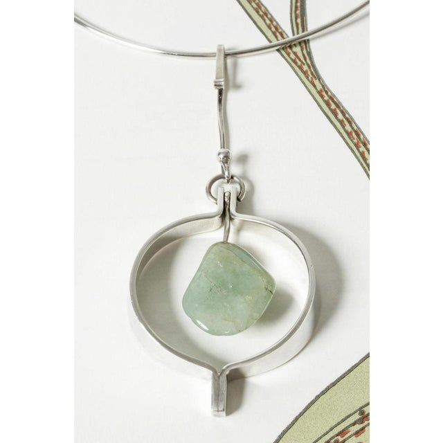 Silver and Beryl Neck Ring by Anna Greta Eker For Sale - Image 4 of 8