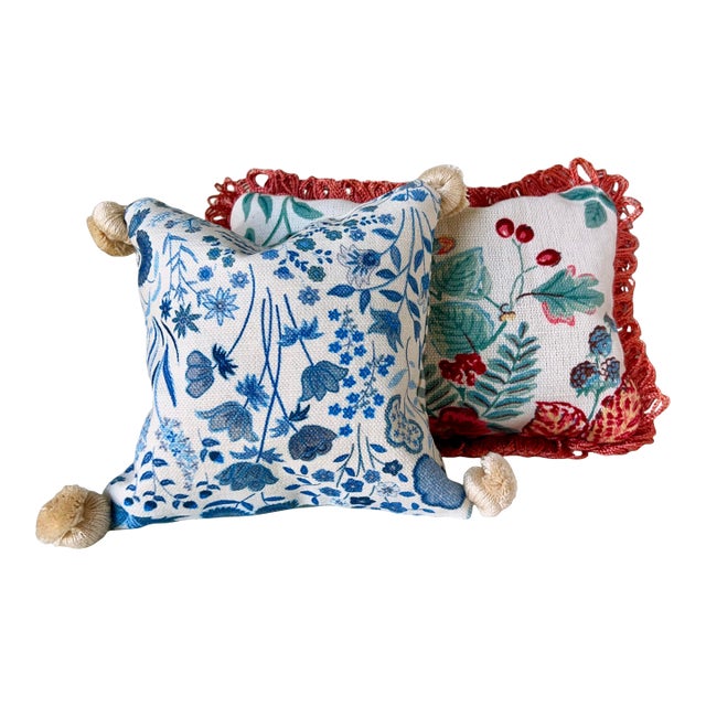 Liberty, Nina Campbell Lavender-Filled Decorative Pillows - Collection of 2 (1 Large, 1 Small) For Sale