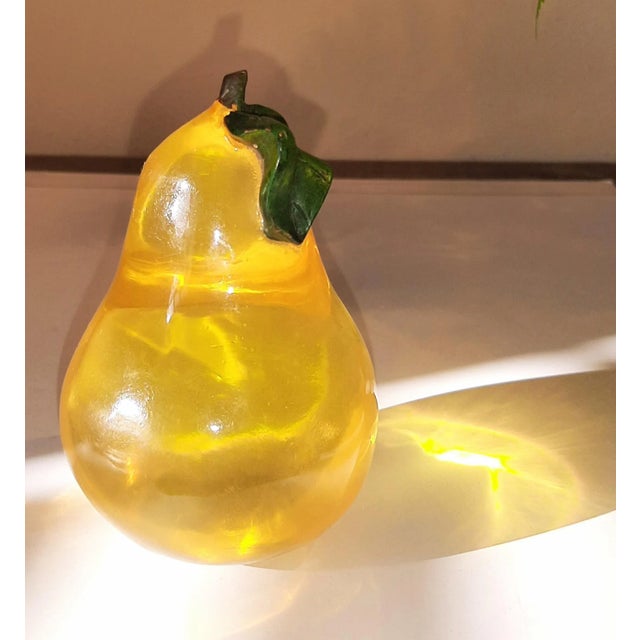 Plastic Vintage Mid Century Lucite Yellow Pear Fruit For Sale - Image 7 of 9