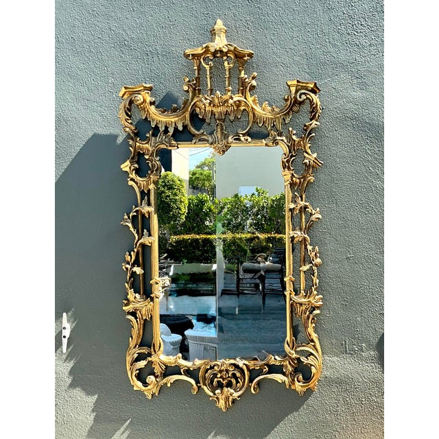 Gold Vintage Gilt Pagoda Mirror For Sale - Image 8 of 12