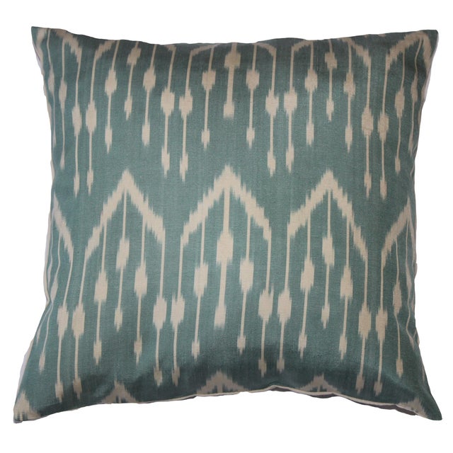 Textile Contemporary Silk Ikat Bohemian Throw Pillow For Sale - Image 7 of 7