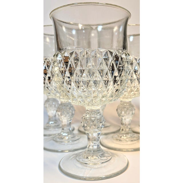 Contemporary Diamond Point Goblets- Set of Six For Sale - Image 3 of 10