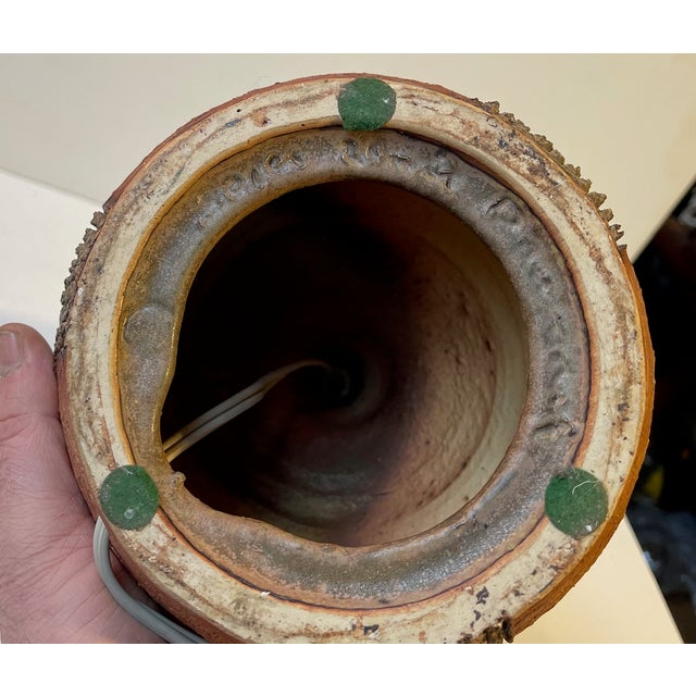 Large Danish Stoneware Table Lamp with Green Shade from Sejer, 1970s For Sale - Image 13 of 14