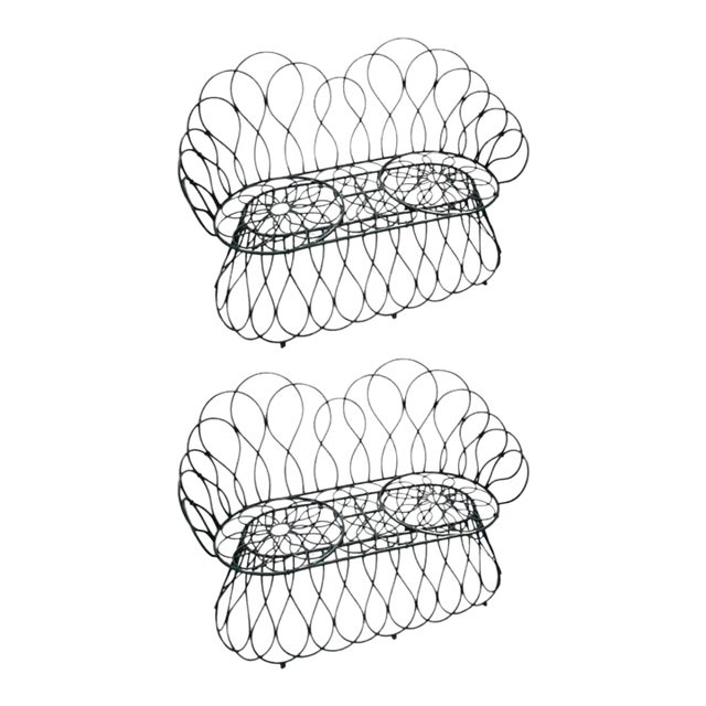Looped Metal Midcentury Garden Loveseat Bench Settee After Frances Elkins (Per Item, 2 Avail) For Sale