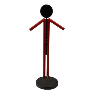 Vintage Modern Red and Black Metal Valet Coat Rack, 1980s For Sale