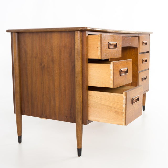 Lane Acclaim Mid Century 2 Sided Walnut 7 Drawer Executive Desk Chairish