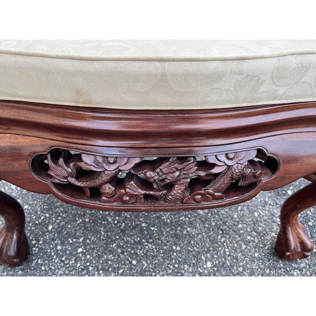 Wood Exquisite Pair of 20th-Century Chinese Hand-Carved Rosewood Dragon Armchairs For Sale - Image 7 of 12