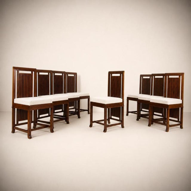 Textile Model 614 Coonley 2 Chairs by Frank Lloyd Wright for Cassina, 1900s, Set of 8 For Sale - Image 7 of 9