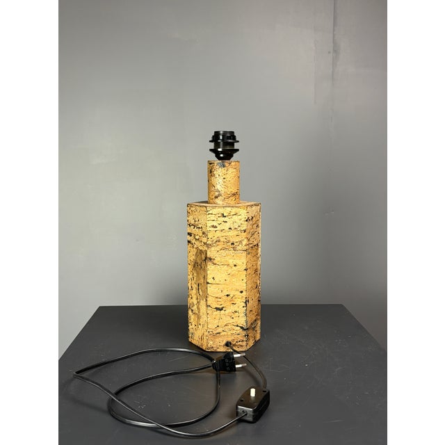 Mid-Century Boho Cork Table Lamp with Raffia Shade in the style of Ingo Maurer, 1970s For Sale - Image 15 of 18