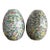 Vintage Chinoiserie Asian Floral Egg Shaped Lamp Vases Drilled for Wiring - a Pair For Sale