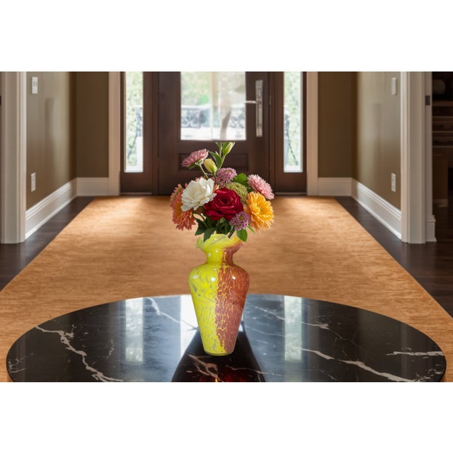 Vintage 14 In. Tall Murano Pink Yellow Spatter Confetti Vase For Sale - Image 11 of 18