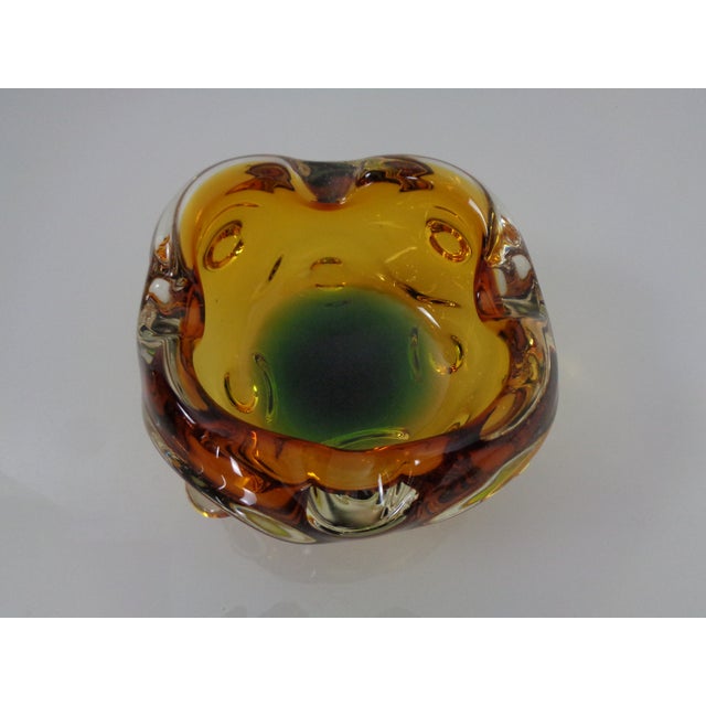 Amber and Green Murano Glass Ashtray, Italy, 1960s For Sale - Image 15 of 15