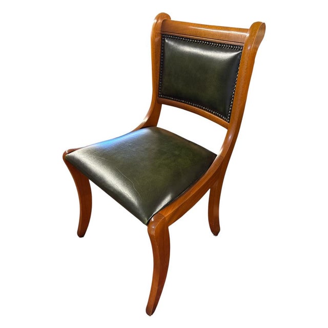 Vintage English Green Library Chair For Sale - Image 5 of 5