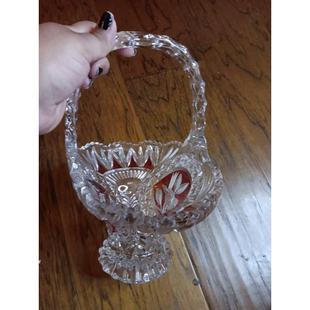 1970s Hofbauer Crystal Made in Germany Decorative Basket Vase For Sale - Image 10 of 13