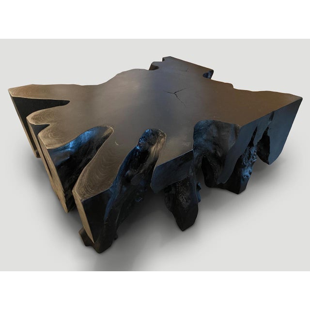 Wood Andrianna Shamaris Impressive Charred Teak Wood Coffee Table or Console For Sale - Image 7 of 18