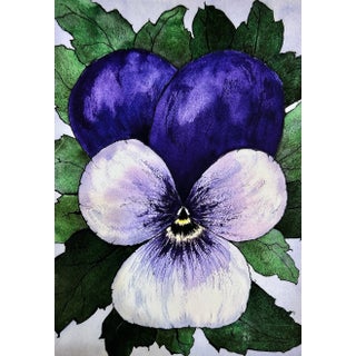 Purple “Viola” Watercolor Painting Giclee Print For Sale