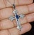 Early 21st Century Certified Natural 2.15Cts vs F Diamond Sapphire 18k 750 Solid Gold Filigree Cross Pendant For Sale - Image 5 of 11