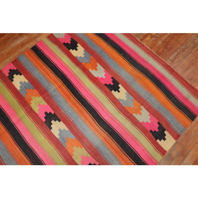 Mid 20th Century Bright Vintage Kilim Wide Runner - 4'10" x 10'6" For Sale - Image 5 of 8