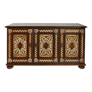 Alfonso Marina Painted Wood Inlaid Comoda Taraceada Credenza 1999 Mexico For Sale