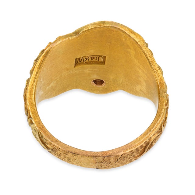 1910s Art Nouveau Old Cut Diamond 14k Yellow Gold Floral Ring, Size 8 For Sale In Los Angeles - Image 6 of 7