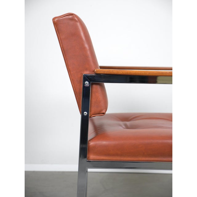 Leather Chair with Wooden Armrests, Germany, 1970s For Sale - Image 12 of 17