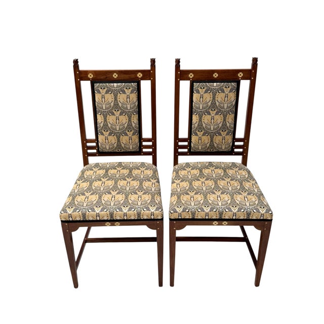 Arts and Crafts Side Chairs by Onder Den Sint Maarten, Walnut, 1900s, Set of 2 For Sale - Image 6 of 6