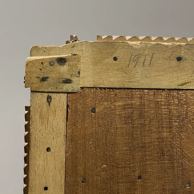 Antique Green Velvet Chip Carved Tramp Art Box (1911) For Sale - Image 10 of 11