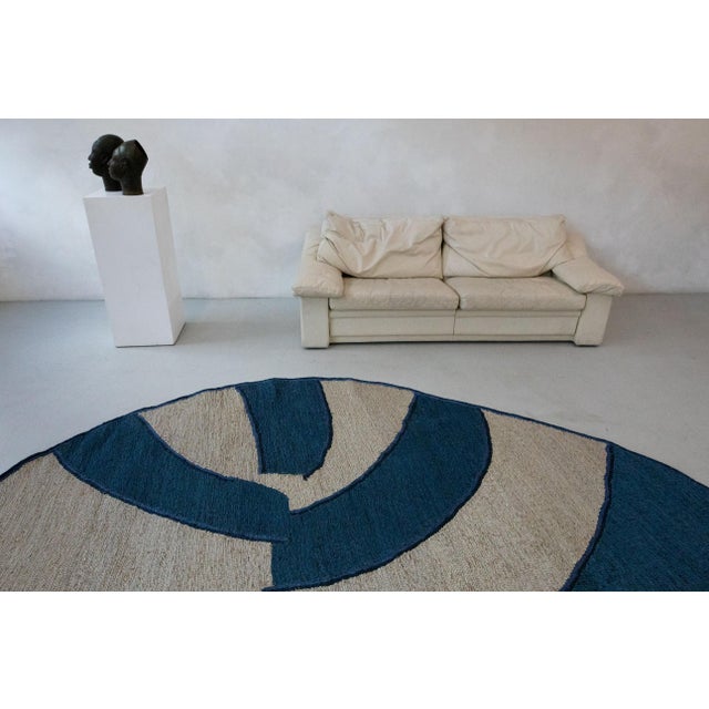 Jiko I (Deep Sea and White Sand) Rug by Kelechi Ejikeme for Swallo Studio For Sale - Image 4 of 9