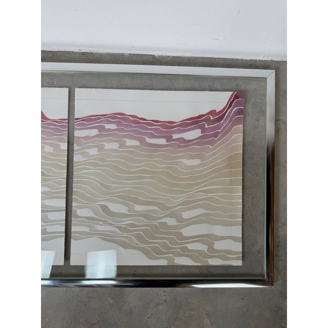 Metal 1980's Large “Imaginary Landscape” Abstract Print in Aluminum & Acrylic For Sale - Image 7 of 14