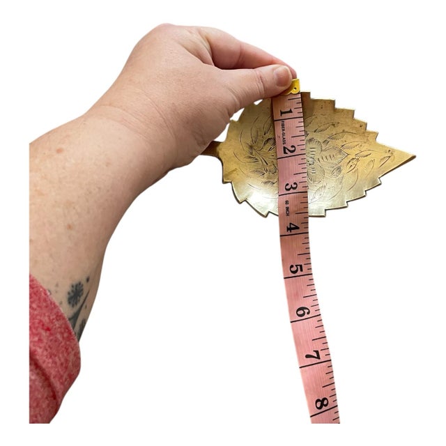 Vintage Midcentury Etched Brass Leaf Trinket Dish For Sale In Baltimore - Image 6 of 6