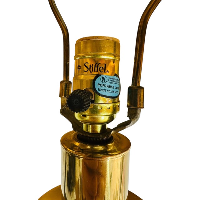 Brass Vintage 1980s Stiffel Floor Lamp With Brass and Faux Snakeskin, Hollywood Regency Style Lighting For Sale - Image 8 of 15