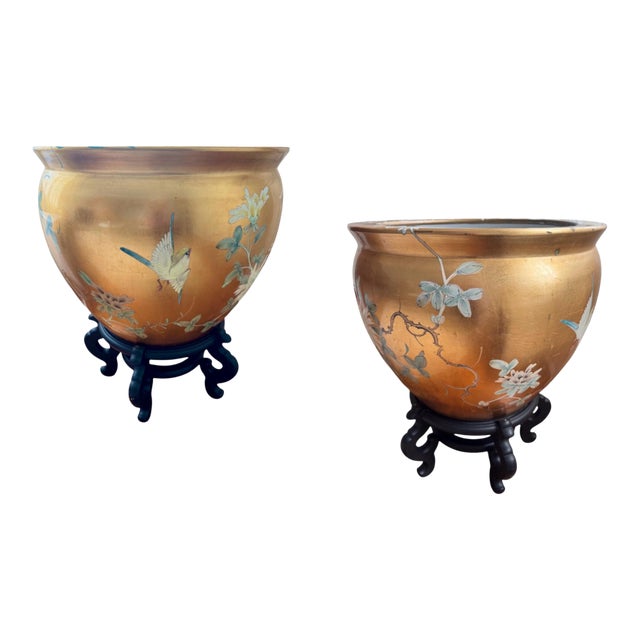 20th Century Chinese Porcelain Fish Pots / Planters — A Pair For Sale