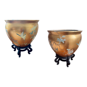 20th Century Chinese Porcelain Fish Pots / Planters — A Pair