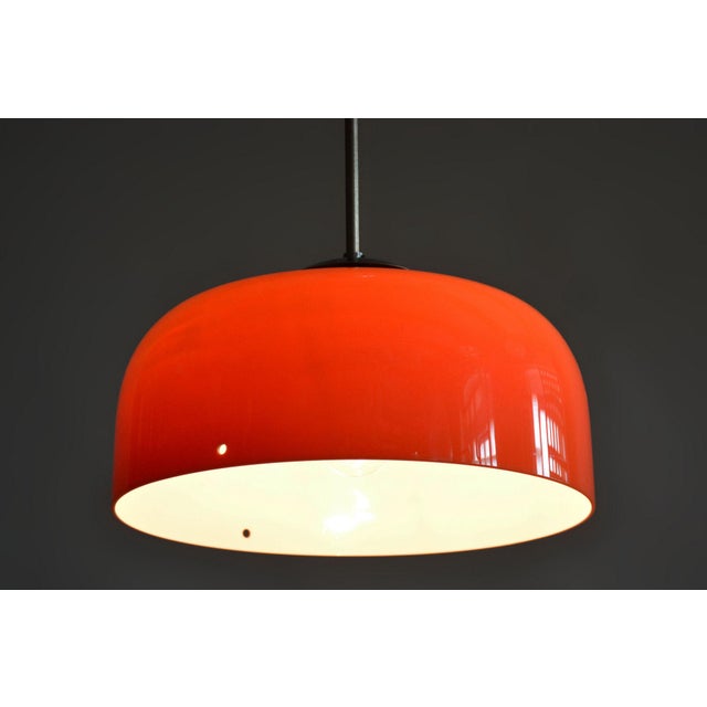 Orange Mid-Century Chandelier in Chrome, Plastic and Glass, Italy, 1960s For Sale - Image 8 of 9