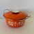 Metal 1960s Mid-Century Modern Catherineholm Rune Fence Post Sticks Casserole Dutch Oven W Lid Orange & White For Sale - Image 7 of 13